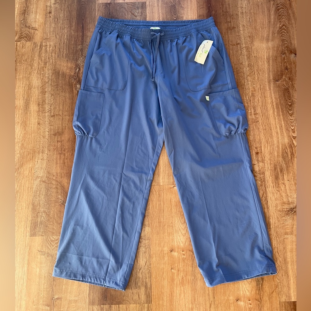 Planet Koi Dunia Womens Scrub Pants Size 2X Cargo Adjustable Cinch Wide Leg‎